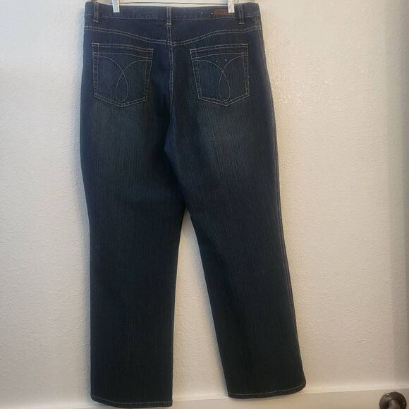 NWOT Calvin Klein Jeans Flare Leg Dark Denim: 16: Stretchy, Comfy Classic - Picture 4 of 5